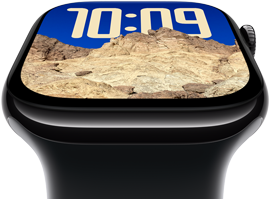 המסך של Apple Watch Series 10 מוטה אחורה כדי להדגיש את שטח המסך הגדול יותר שלו