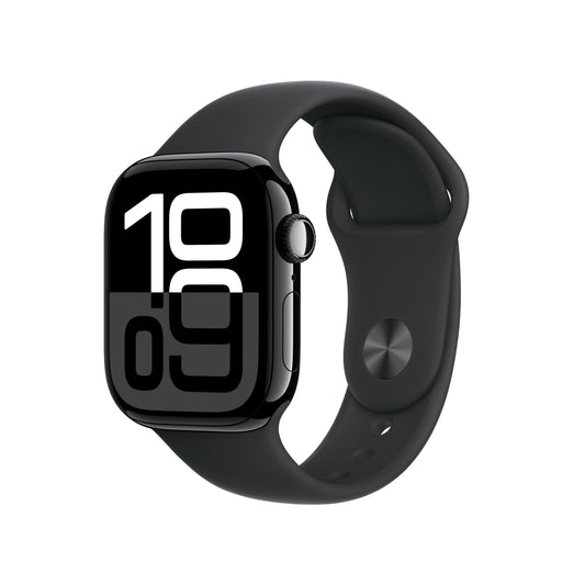 Apple Watch Series 10 GPS + Cellular de 42 mm con caja de aluminio negro azabache y correa deportiva negra - S/M