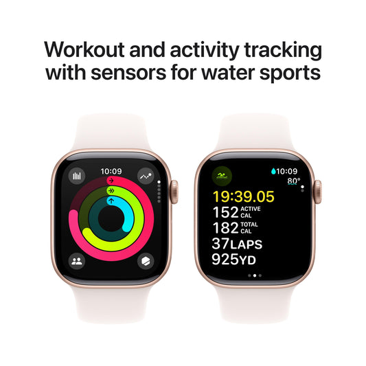 Apple Watch Series 10 GPS + Cellular 42mm Rose Gold Aluminum Case with Light Blush Sport Band - M/L