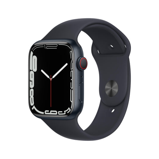 Apple Watch Series 7 GPS, caja de aluminio de 45 mm color medianoche con correa deportiva color medianoche - Estándar