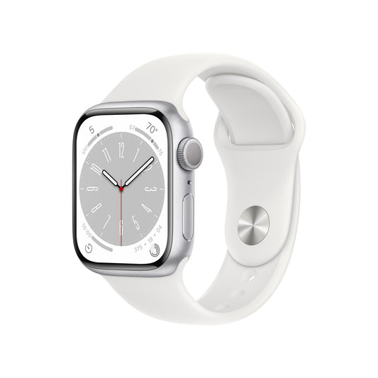 Apple Watch Series 8 GPS de 41 mm con caja de aluminio plateada y correa deportiva blanca - Talla S/M