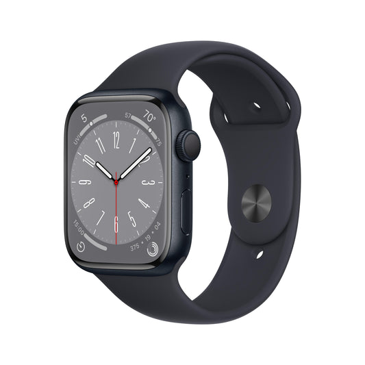 Apple Watch Series 8 GPS de 45 mm con caja de aluminio color medianoche y correa deportiva color medianoche - Talla S/M