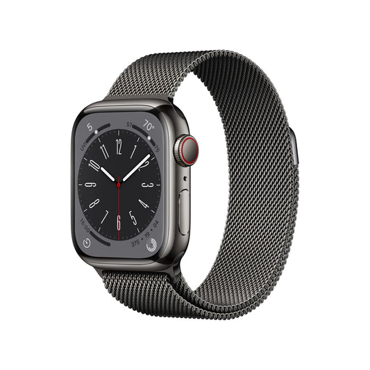 Apple Watch Series 8 GPS + Cellular de 41 mm con caja de acero inoxidable color grafito y correa Milanese Loop color grafito