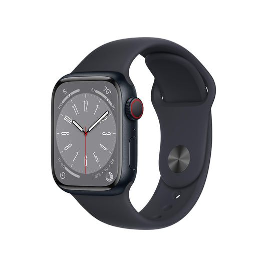 Apple Watch Series 8 GPS + Cellular de 41 mm con caja de aluminio color medianoche y correa deportiva color medianoche - M/L