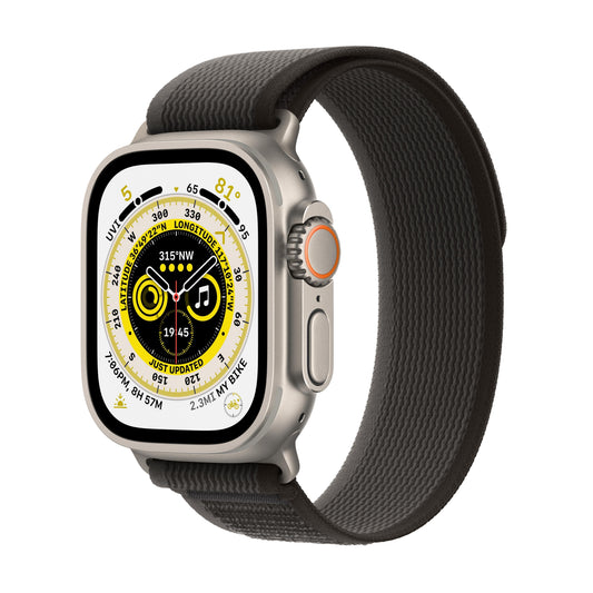 Apple Watch Ultra GPS + Cellular, caja de titanio de 49 mm con correa Trail Loop negra/gris - M/L