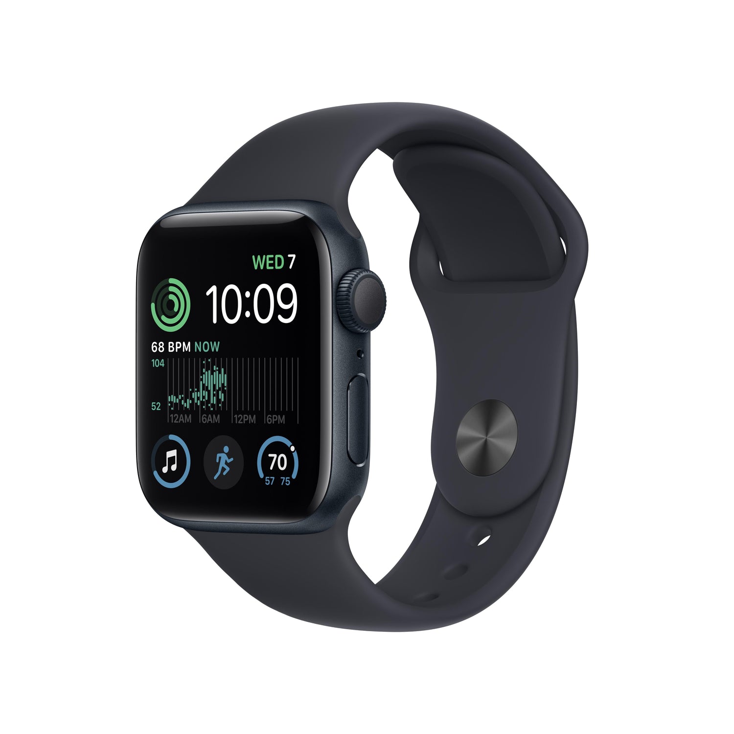 Apple Watch SE GPS 40 מ"מ כיסוי אלומיניום בצבע חצות עם רצועת ספורט בצבע חצות - M/L