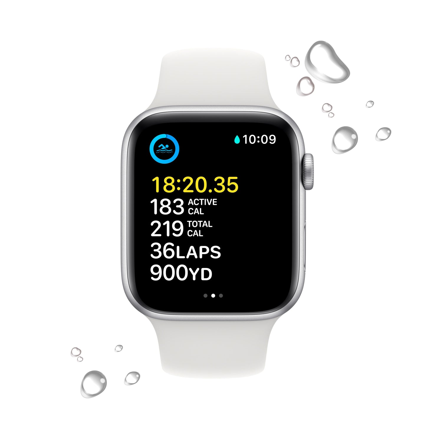Apple Watch SE GPS 44mm Silver Aluminum Case with White Sport Band - S/M