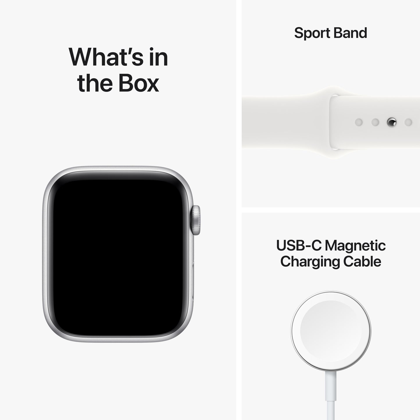 Apple Watch SE GPS 44mm Silver Aluminum Case with White Sport Band - S/M