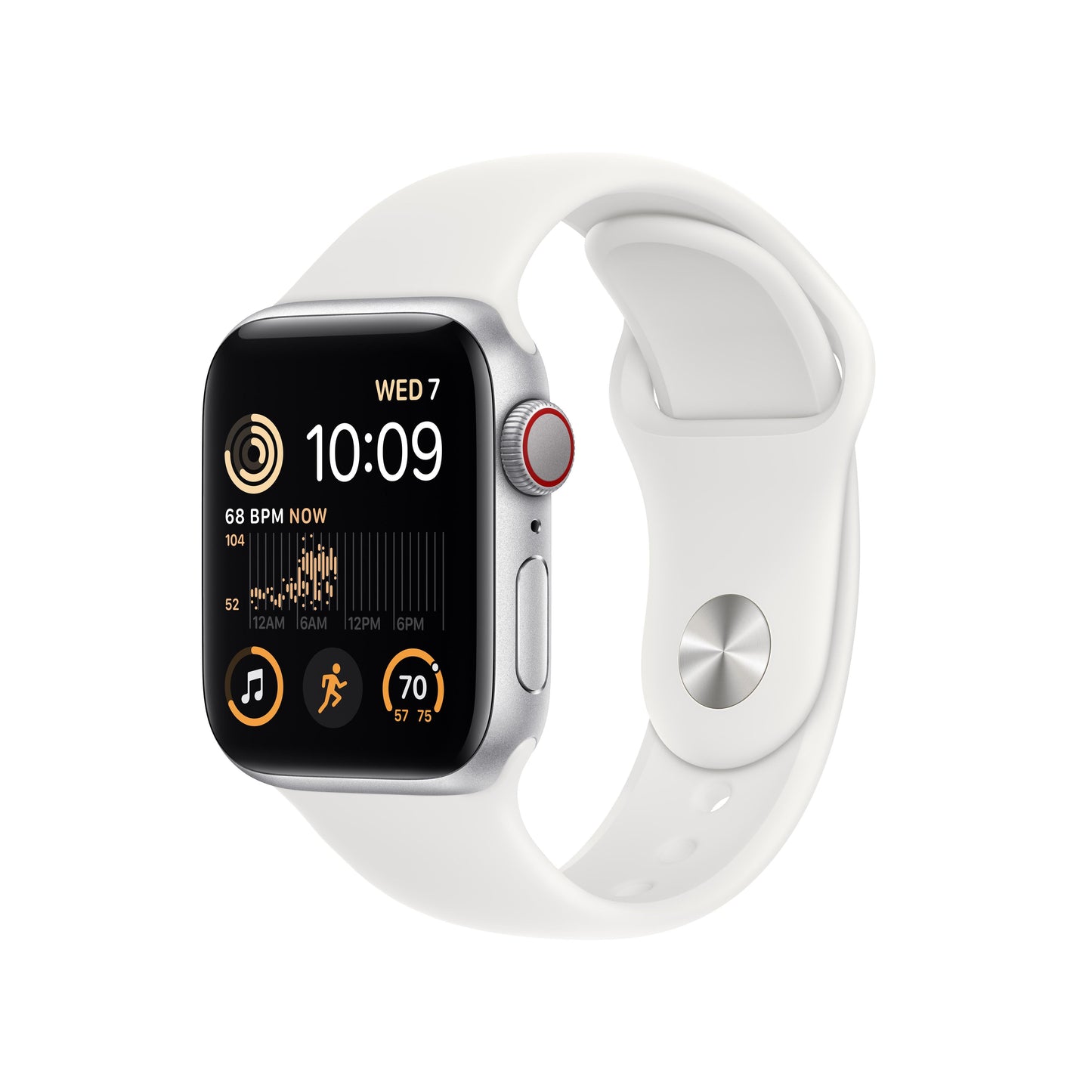 Apple Watch SE GPS + Cellular 40mm Silver Aluminum Case with White Sport Band - S/M