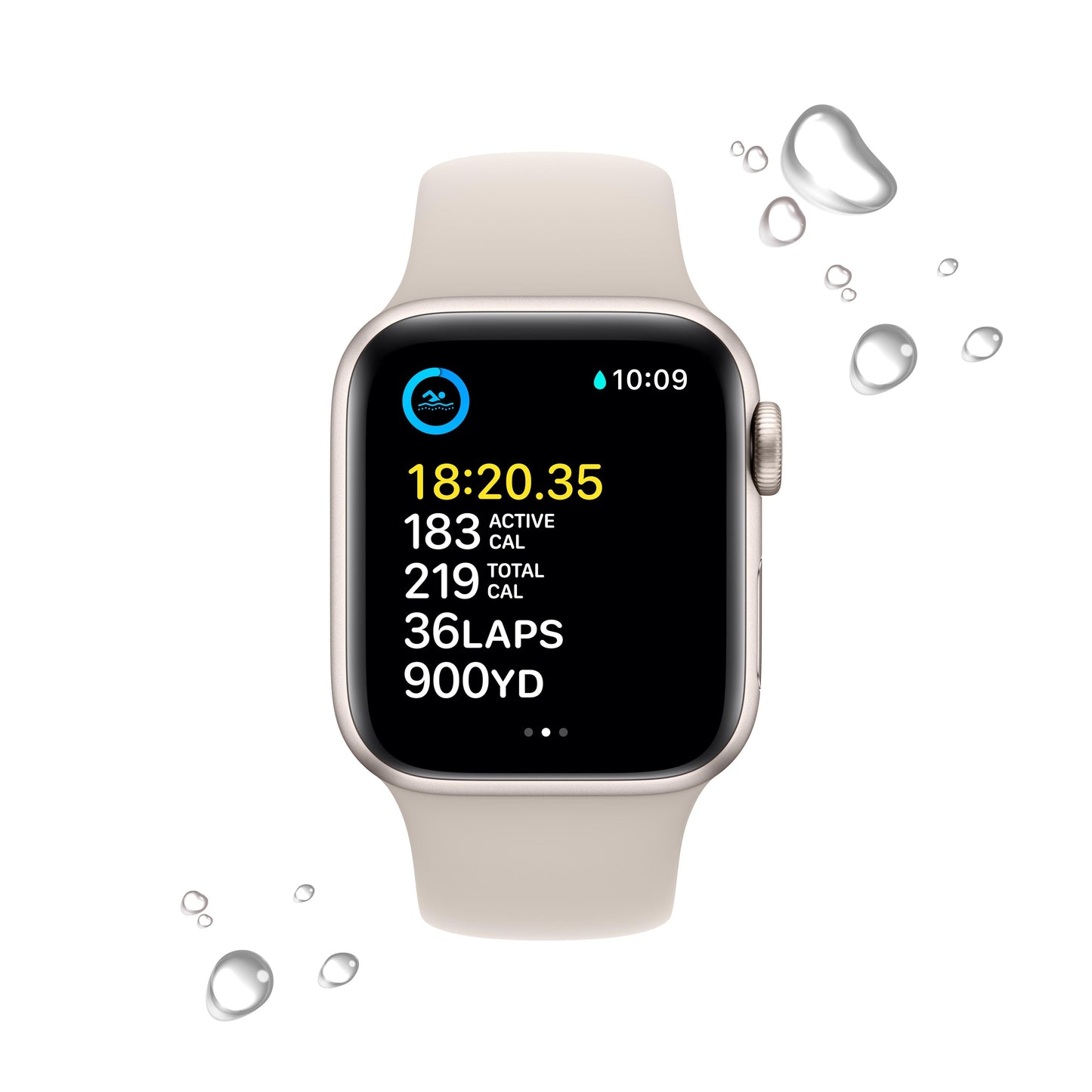 Apple Watch SE GPS + Cellular 40mm Starlight Aluminum Case with Starlight Sport Band - S/M
