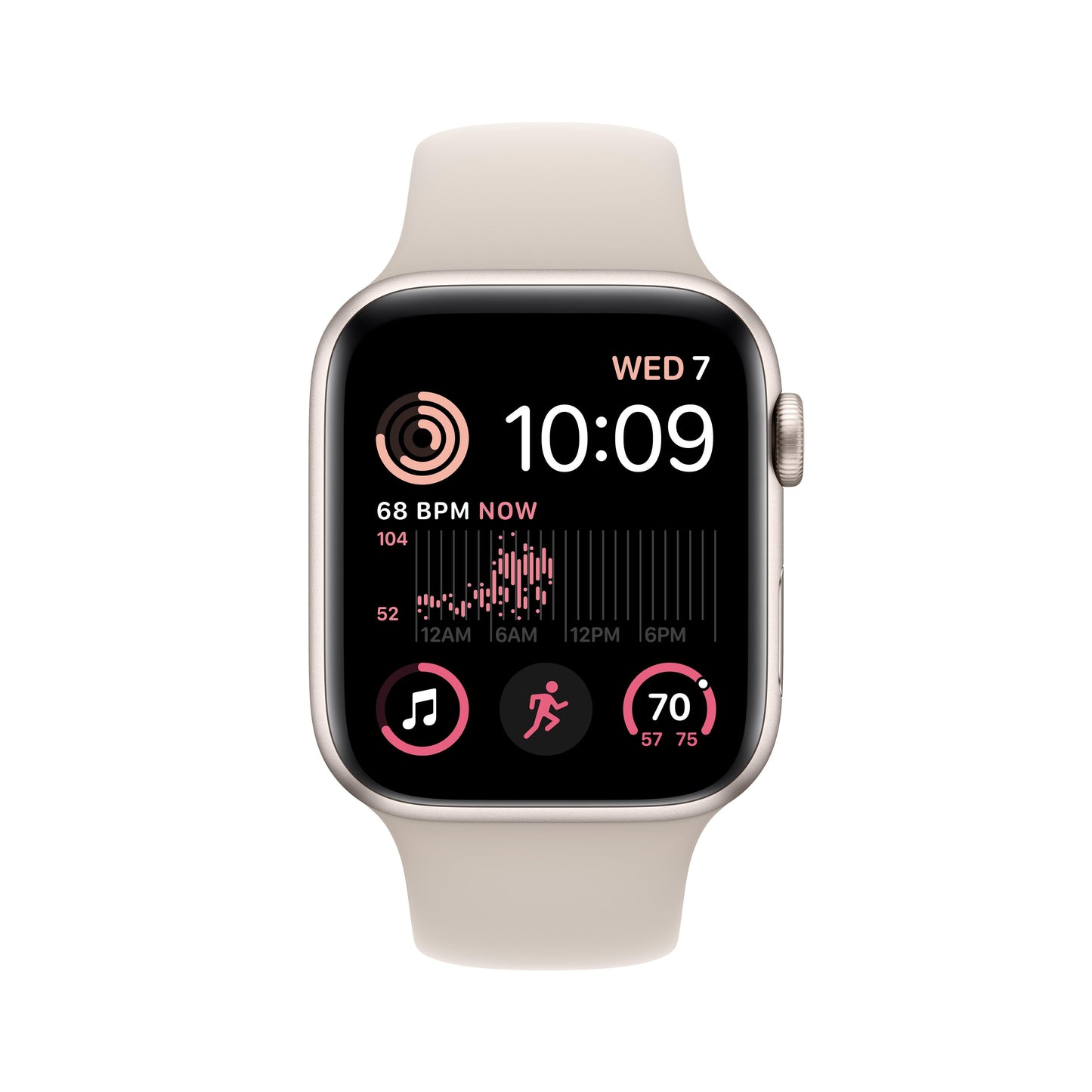 Apple Watch SE GPS + Cellular de 44 mm con caja de aluminio Starlight y correa deportiva Starlight (talla pequeña/mediana)