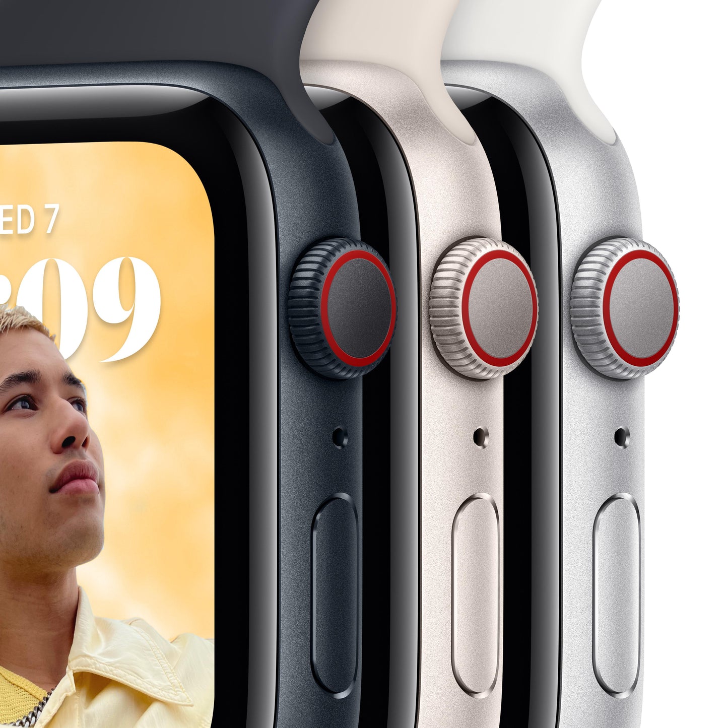 Apple Watch SE GPS + Cellular de 44 mm con caja de aluminio Starlight y correa deportiva Starlight (talla pequeña/mediana)