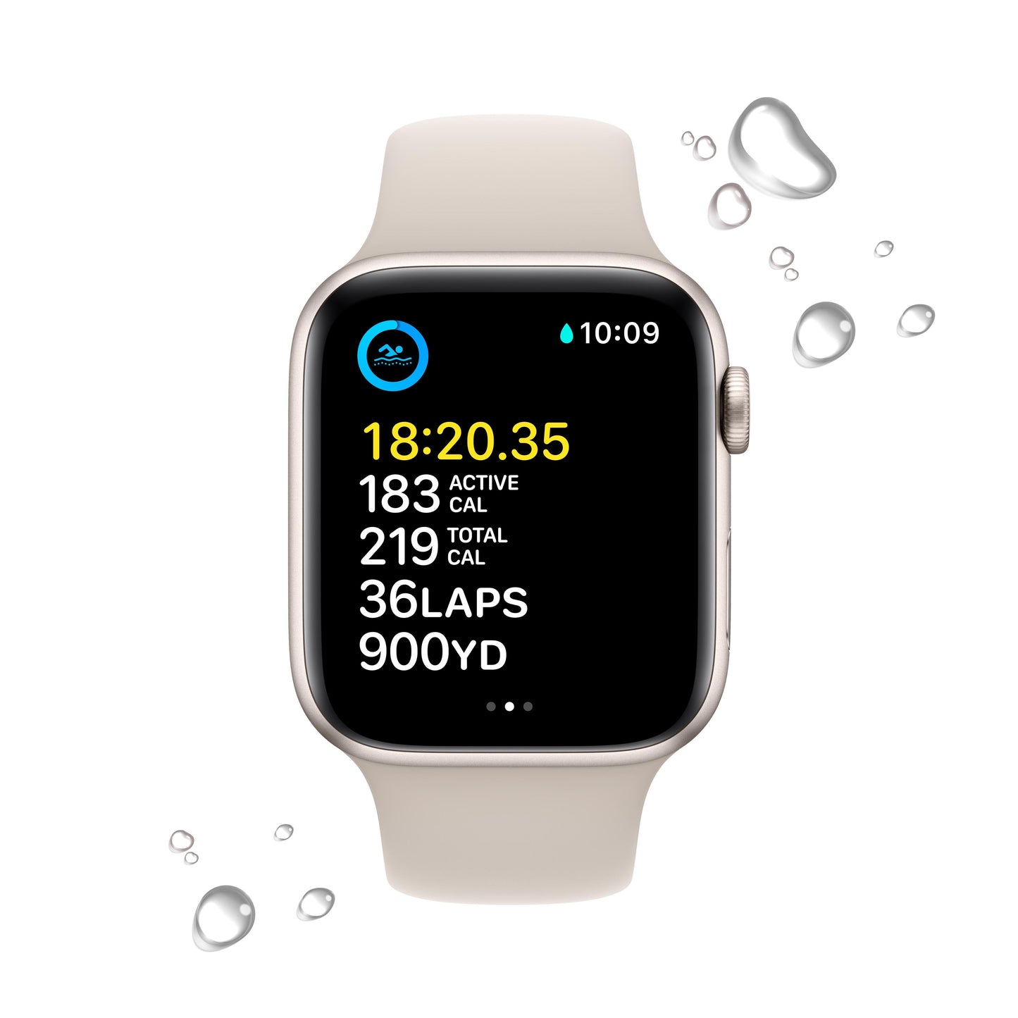 Apple Watch SE GPS + Cellular de 44 mm con caja de aluminio Starlight y correa deportiva Starlight (talla M/L)