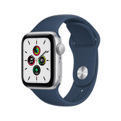 Apple Watch SE GPS, caja de aluminio plateado de 40 mm con correa deportiva azul abismo - Estándar