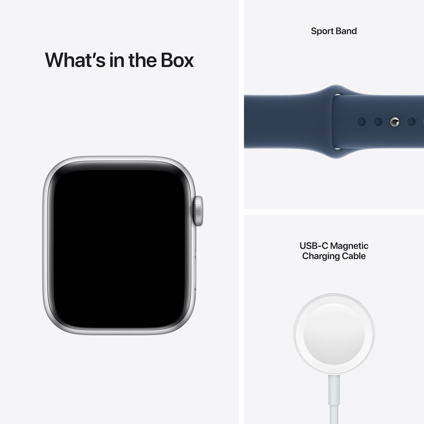 Apple Watch SE GPS, 44mm Silver Aluminum Case with Abyss Blue Sport Band - Regular
