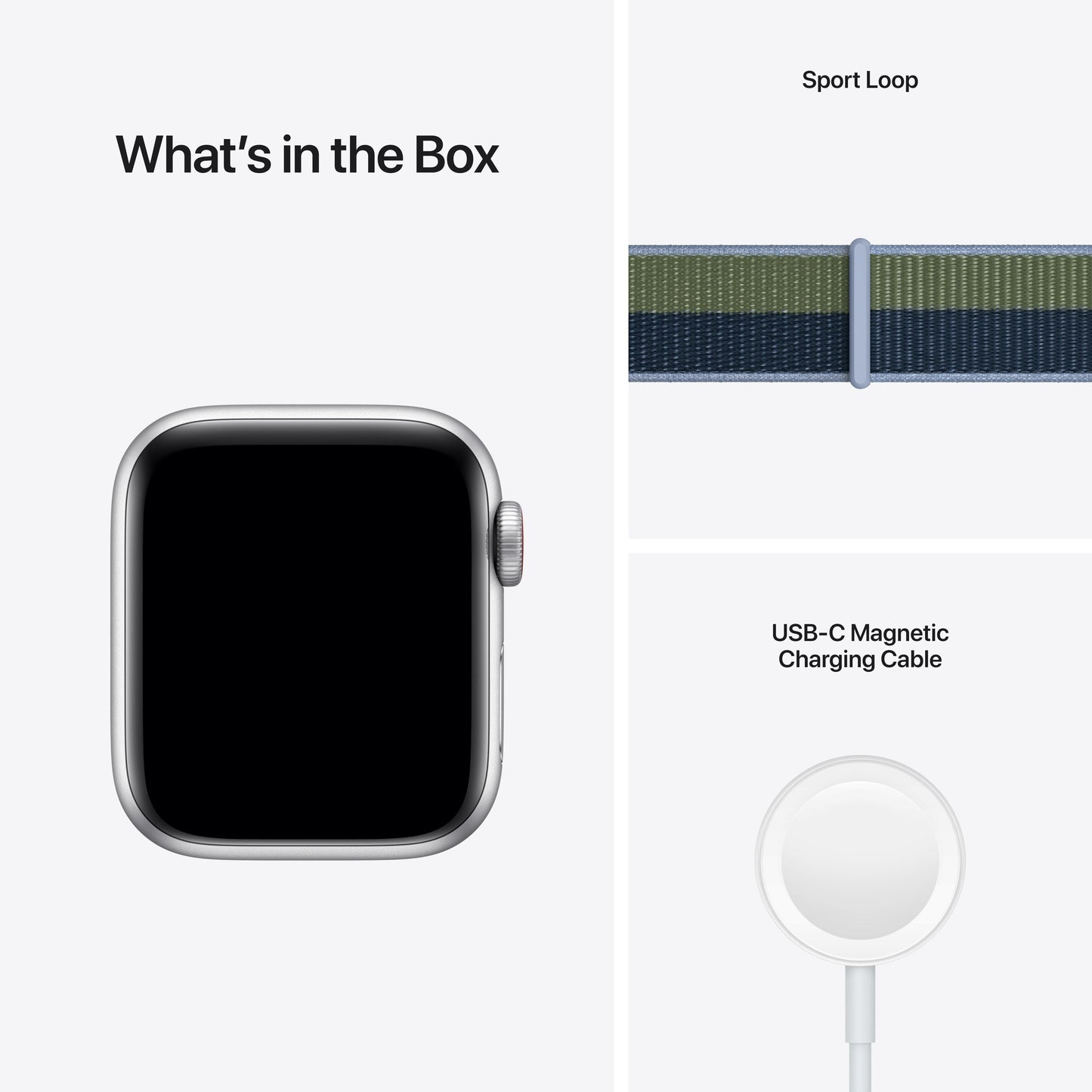 Apple Watch SE GPS + Cellular, 40mm Silver Aluminum Case with Abyss Blue/Moss Green Sport Loop