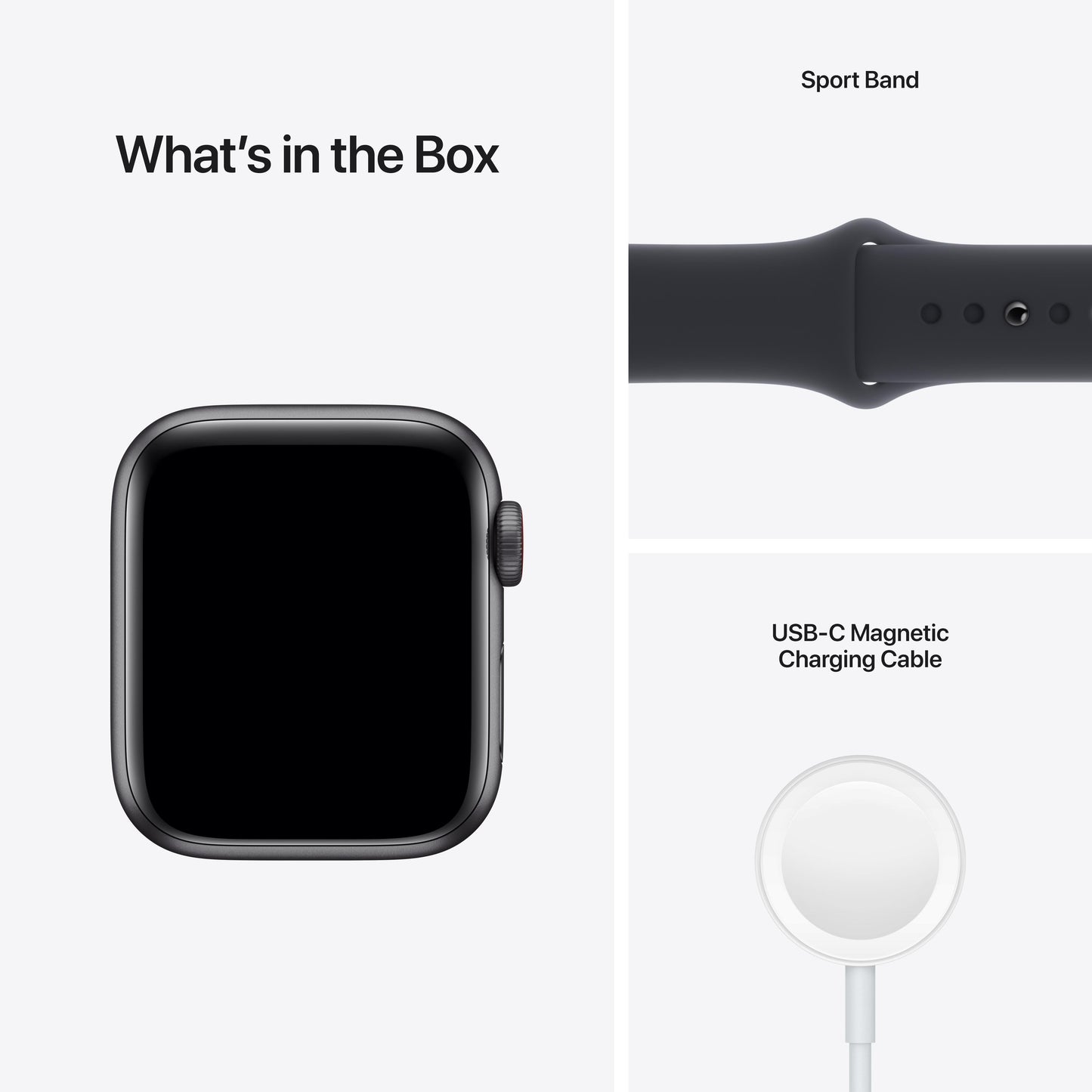 Apple Watch SE GPS + Cellular, caja de aluminio gris espacial de 40 mm con correa deportiva medianoche - Estándar