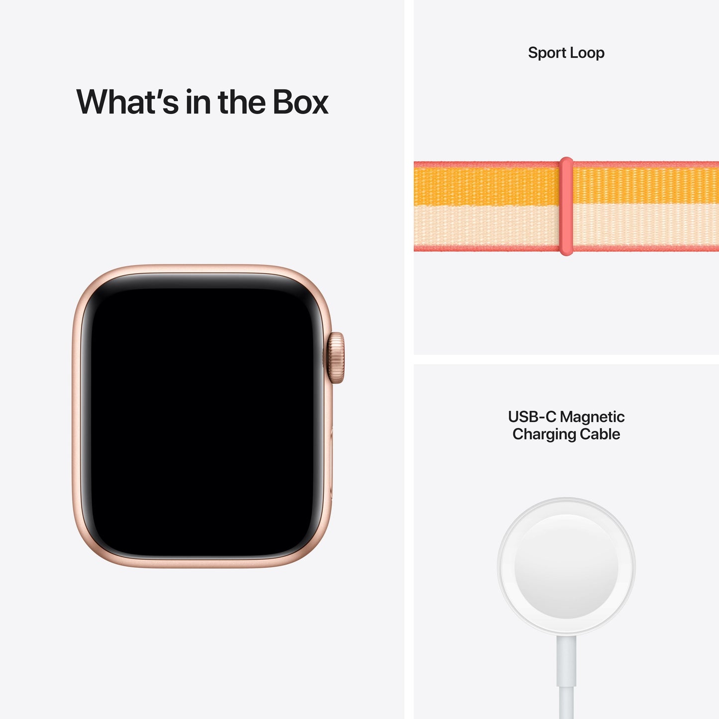 Apple Watch SE GPS + Cellular, 44mm Gold Aluminum Case with Maize/White Sport Loop