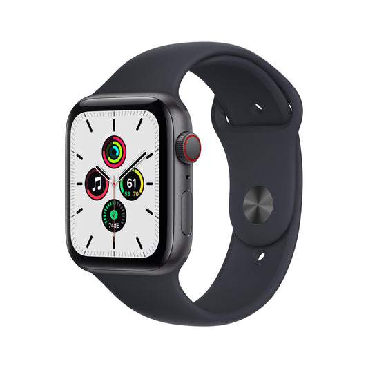 Apple Watch SE GPS + Cellular, 44mm Space Gray Aluminum Case with Midnight Sport Band - Regular