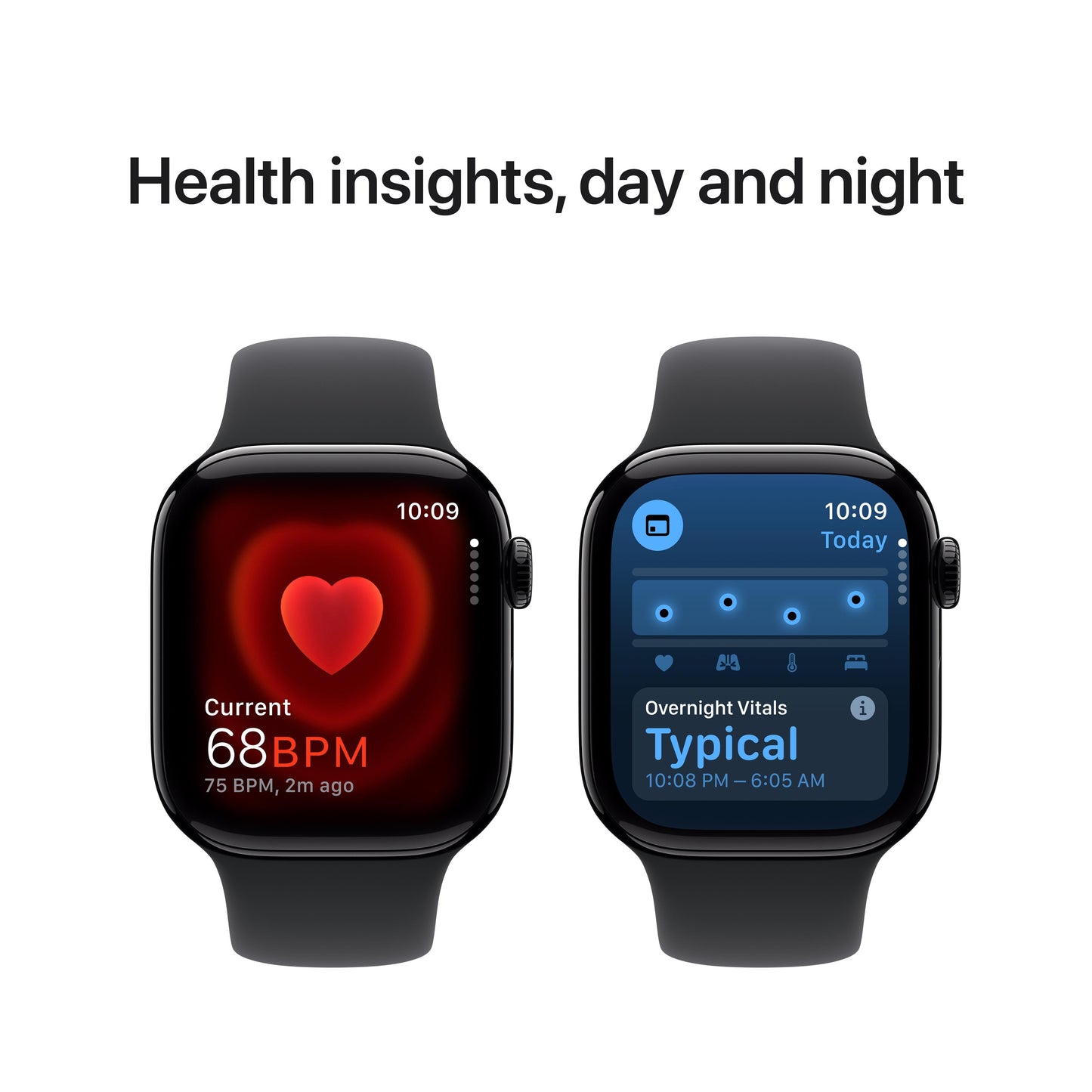 Apple Watch Series 10 GPS de 42 mm con caja de aluminio negro azabache y correa deportiva negra (talla S/M)