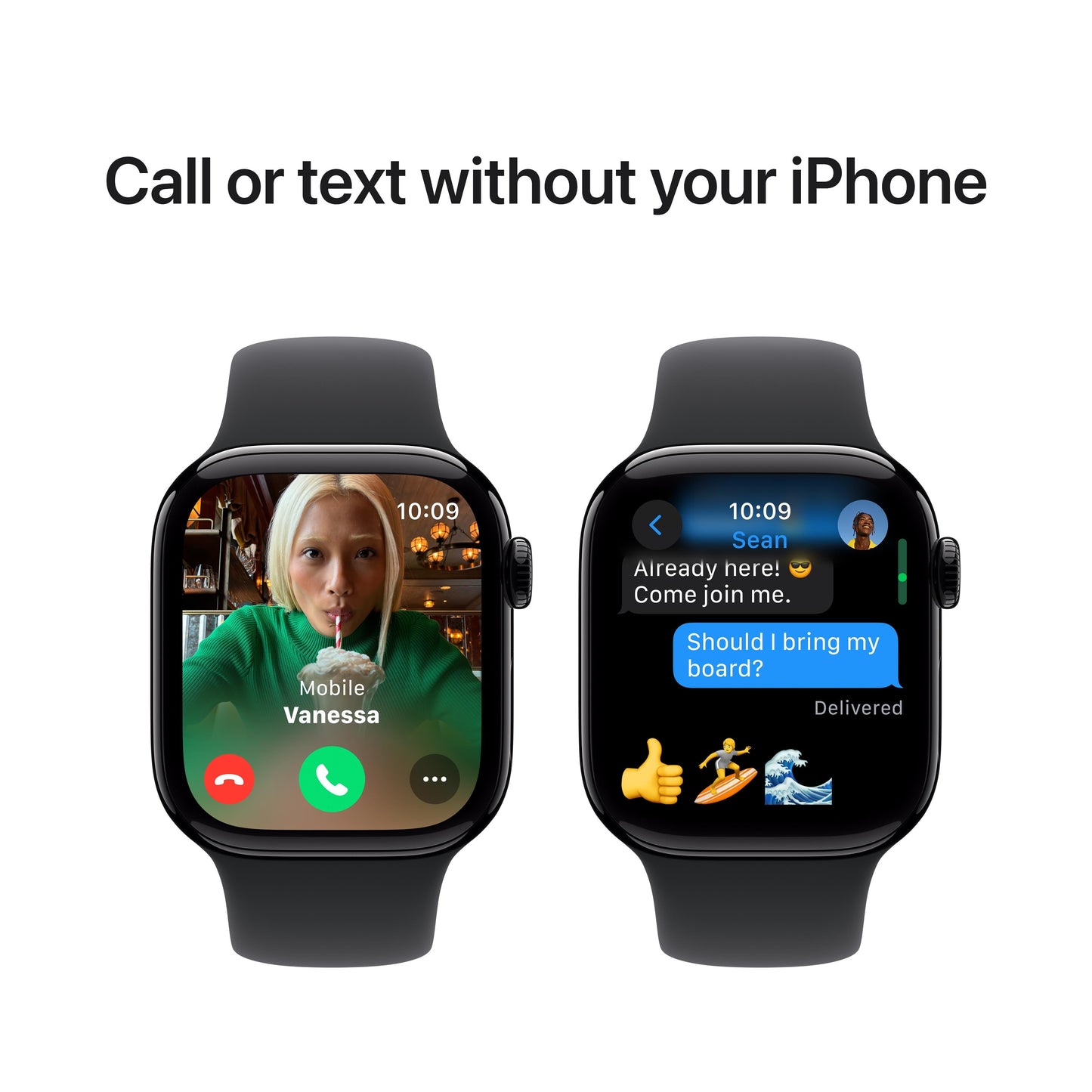 Apple Watch Series 10 GPS de 42 mm con caja de aluminio negro azabache y correa deportiva negra (talla S/M)
