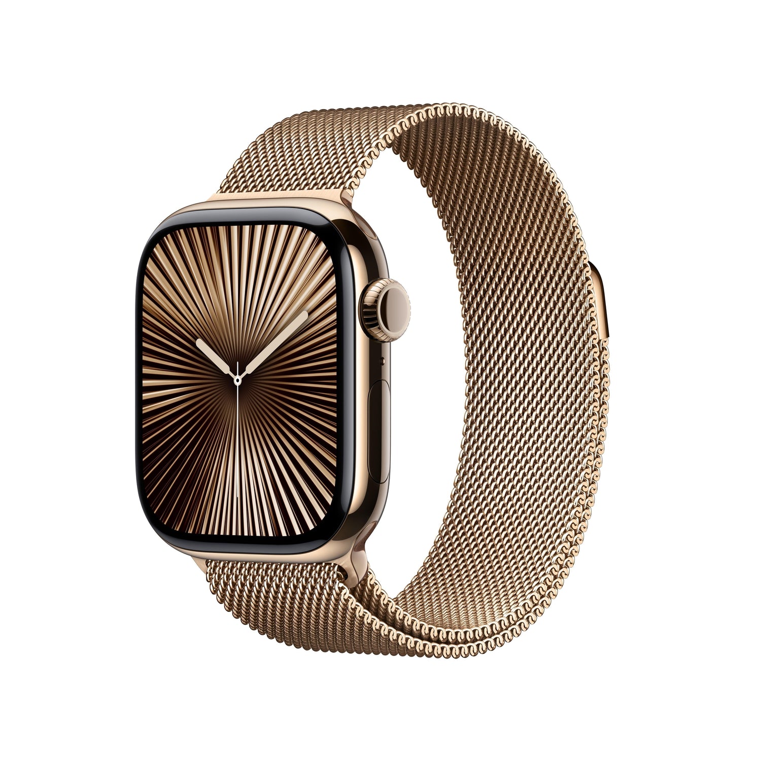 Apple Watch Series 10 GPS + Cellular de 42 mm con caja de titanio dorado y correa milanesa dorada