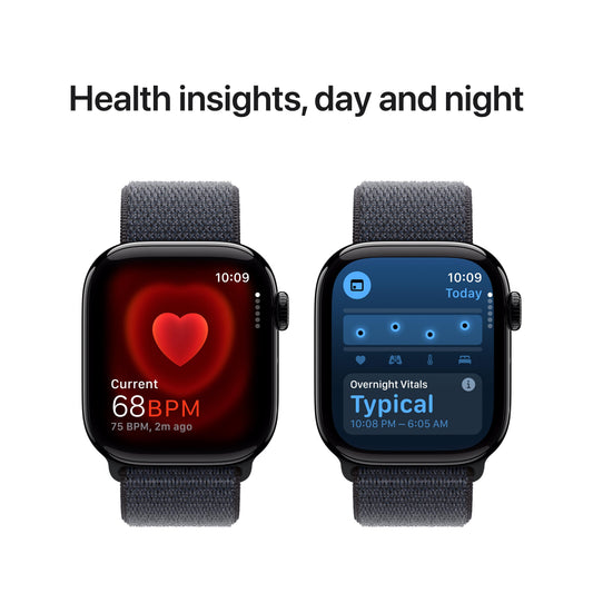 Apple Watch Series 10 GPS + Cellular 42mm Jet Black Aluminum Case with Ink Sport Loop