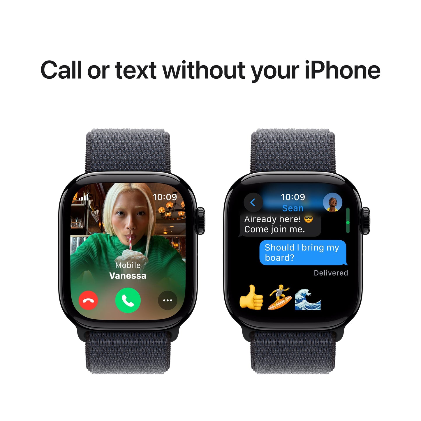 Apple Watch Series 10 GPS + Cellular 42mm Jet Black Aluminum Case with Ink Sport Loop