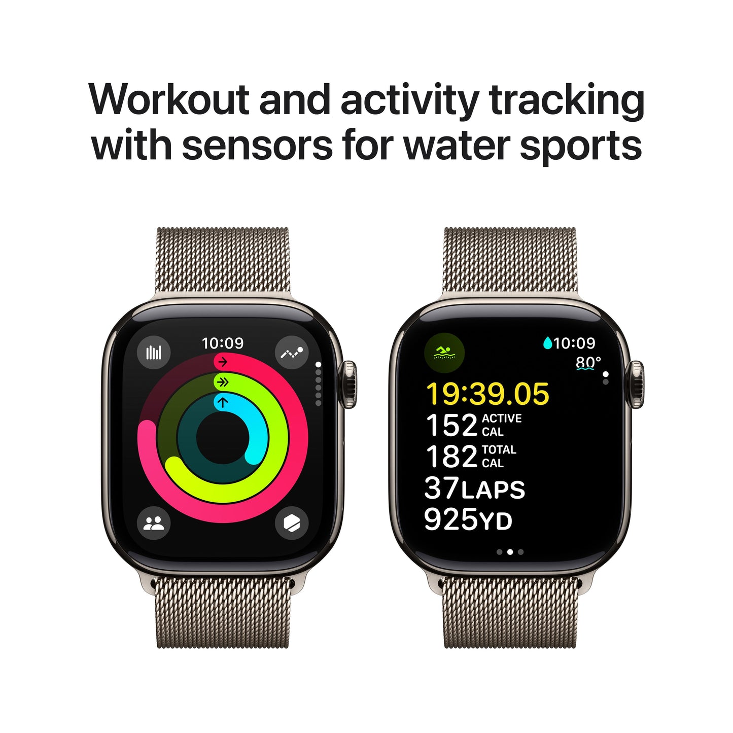 Apple Watch Series 10 GPS + Cellular de 42 mm con caja de titanio natural y correa milanesa natural