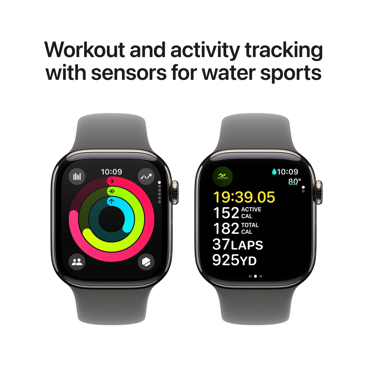 Apple Watch Series 10 GPS + Cellular de 42 mm con caja de titanio natural y correa deportiva gris piedra - S/M