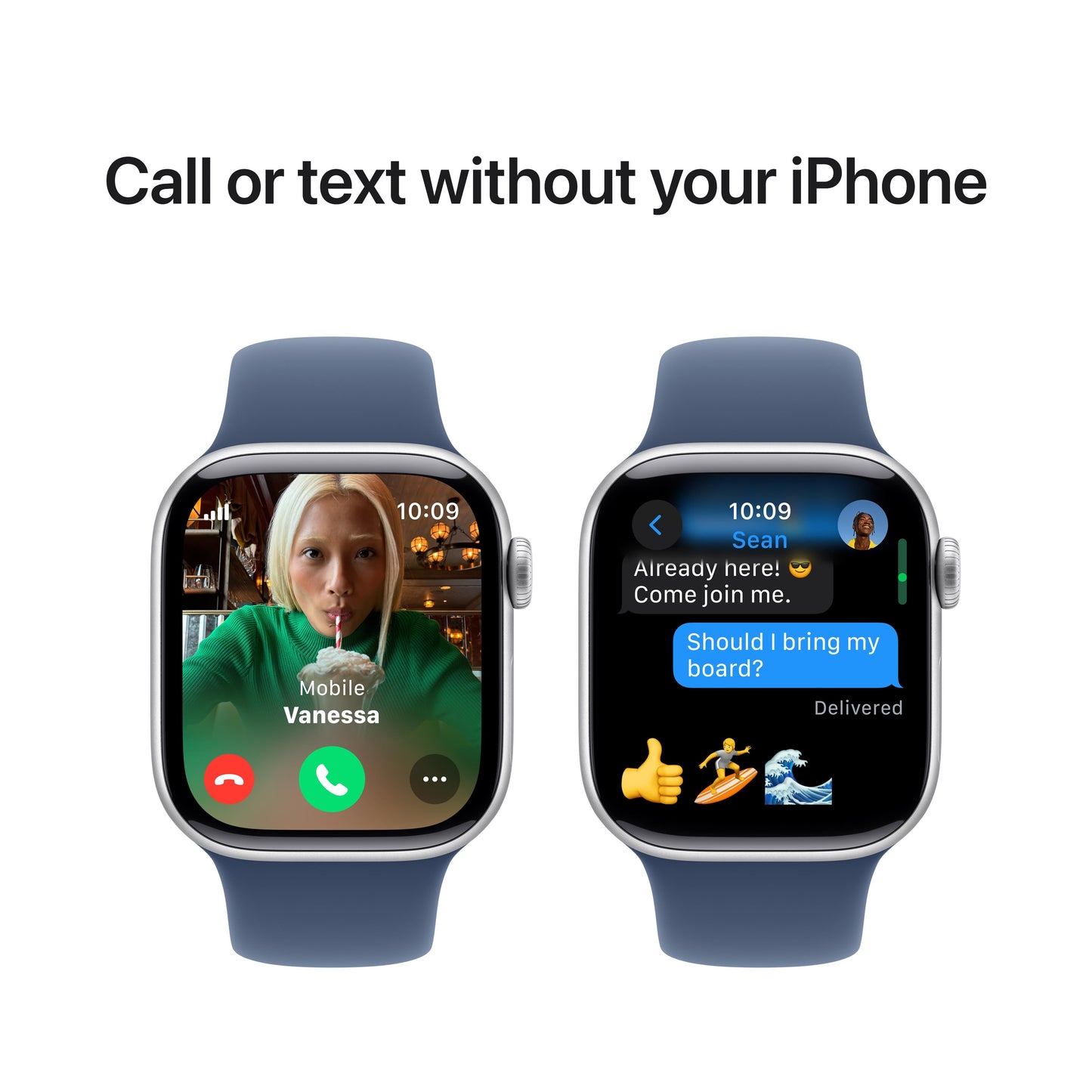 Apple Watch Series 10 GPS + Cellular de 42 mm con caja de aluminio plateada y correa deportiva vaquera (talla S/M)