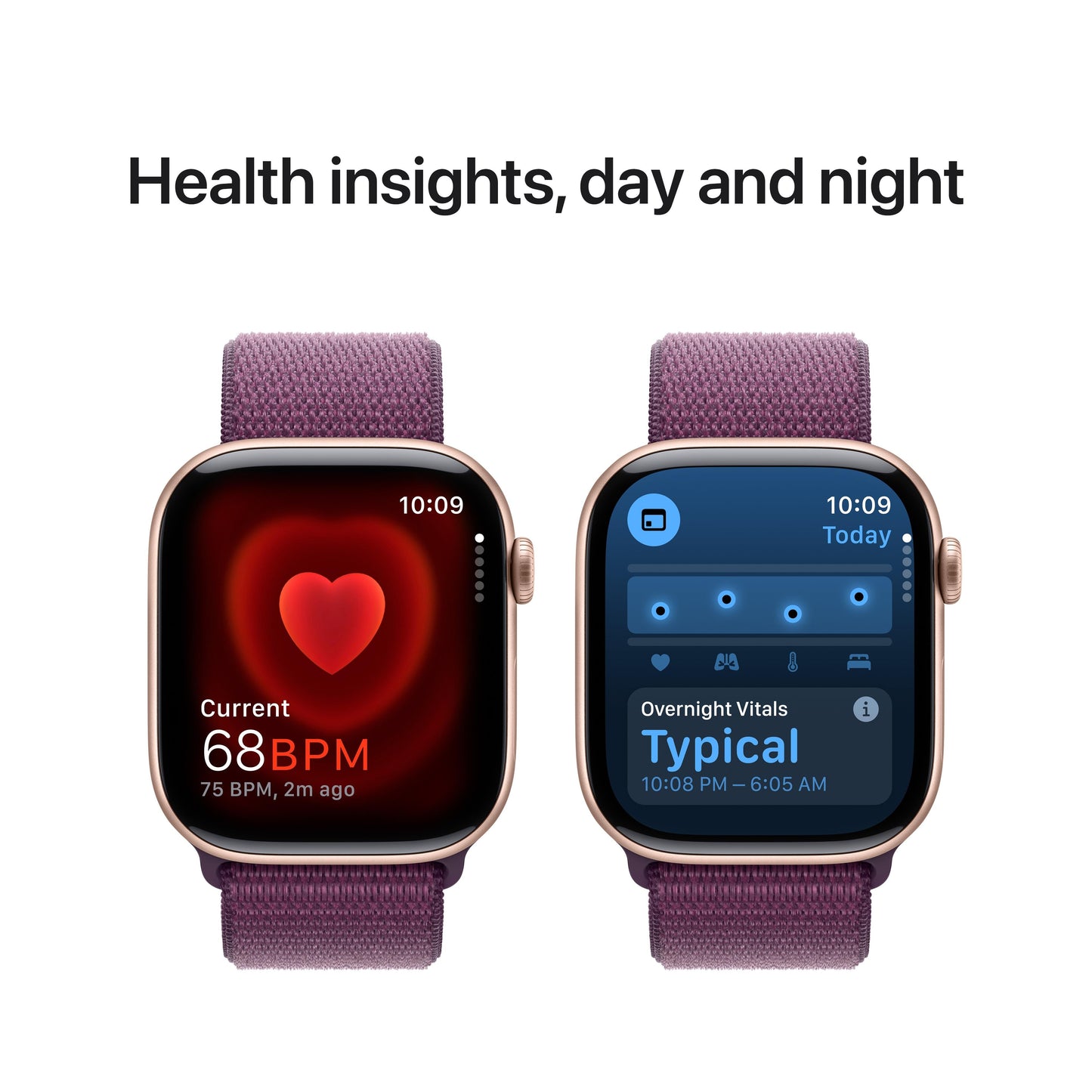 Apple Watch Series 10 GPS 46mm Rose Gold Aluminum Case with Plum Sport Loop
