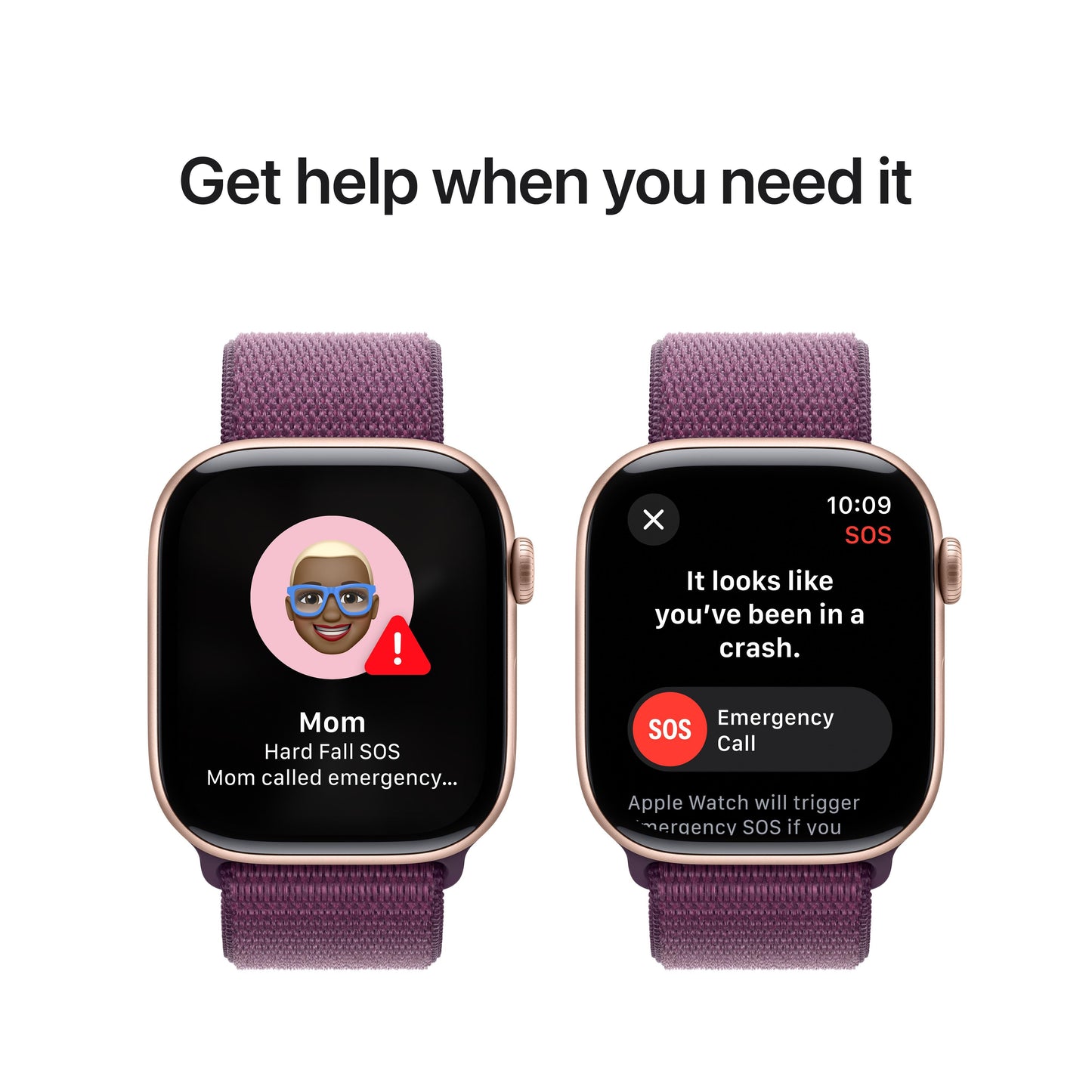 Apple Watch Series 10 GPS 46mm Rose Gold Aluminum Case with Plum Sport Loop