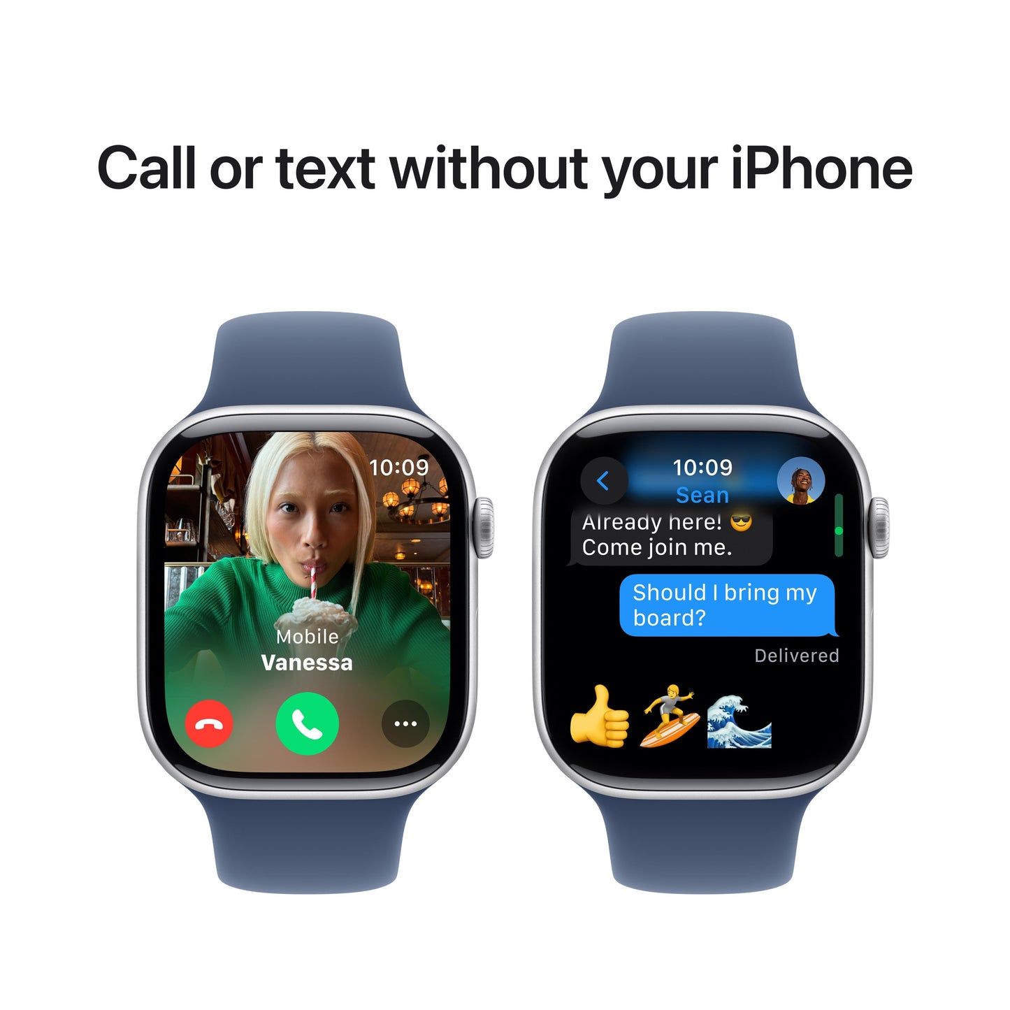 Apple Watch Series 10 GPS de 46 mm con caja de aluminio plateada y correa deportiva vaquera (talla S/M)