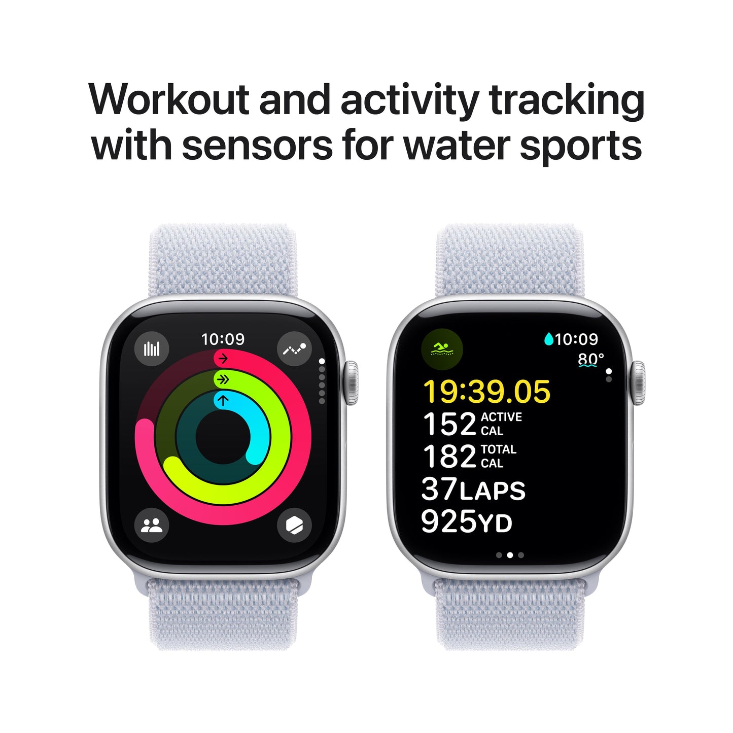 Apple Watch Series 10 GPS 46mm Silver Aluminum Case with Blue Cloud Sport Loop