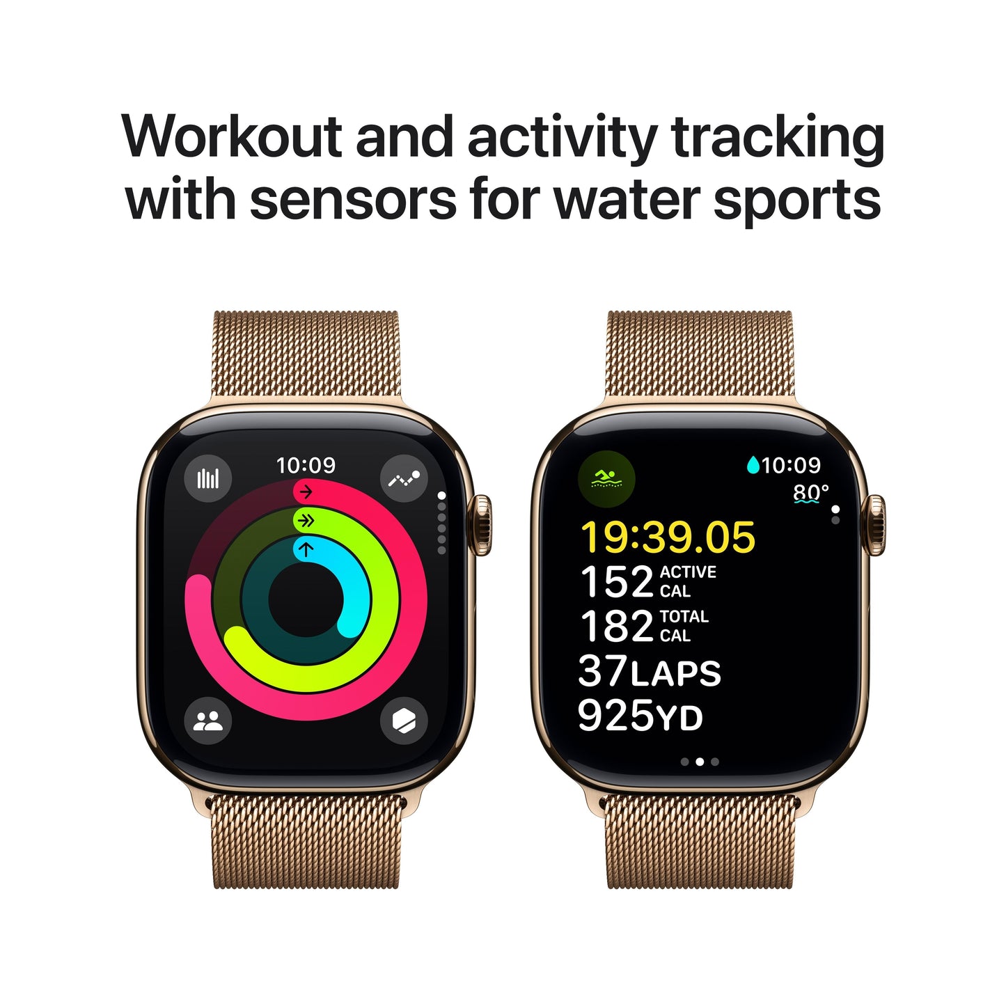 Apple Watch Series 10 GPS + Cellular de 46 mm con caja de titanio dorado y correa milanesa dorada - M/L