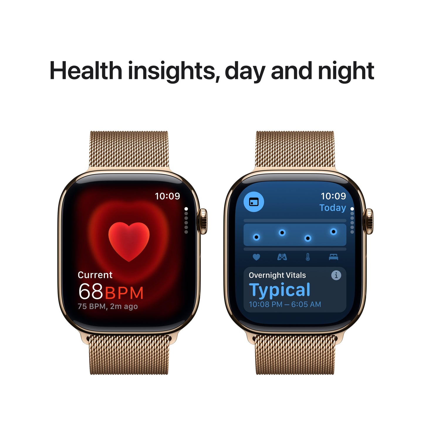 Apple Watch Series 10 GPS + Cellular de 46 mm con caja de titanio dorado y correa milanesa dorada - M/L