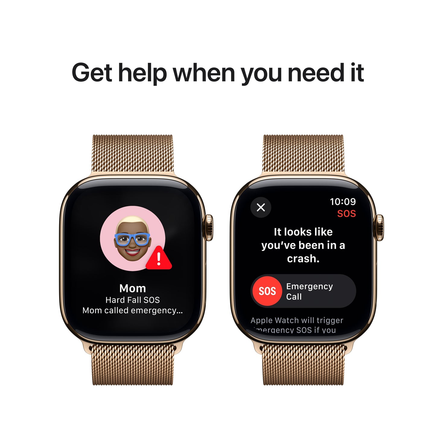 Apple Watch Series 10 GPS + Cellular de 46 mm con caja de titanio dorado y correa milanesa dorada - M/L