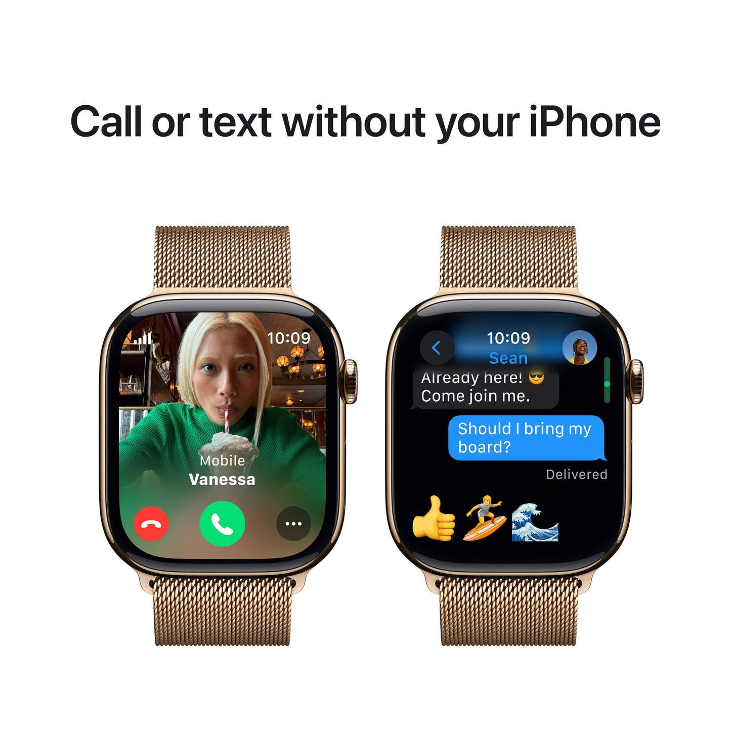 Apple Watch Series 10 GPS + Cellular de 46 mm con caja de titanio dorado y correa milanesa dorada - S/M