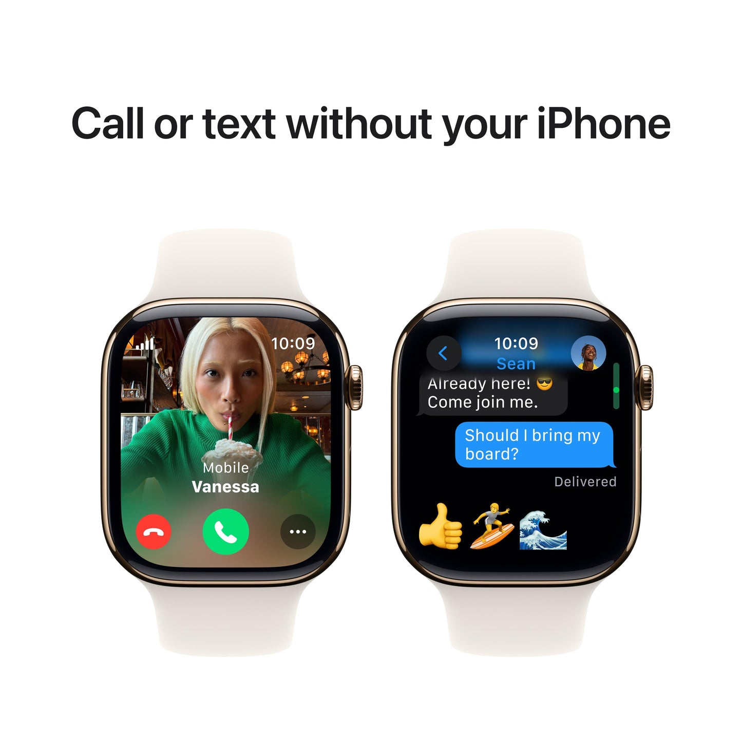 Apple Watch Series 10 GPS + Cellular de 46 mm con caja de titanio dorado y correa deportiva Starlight - M/L