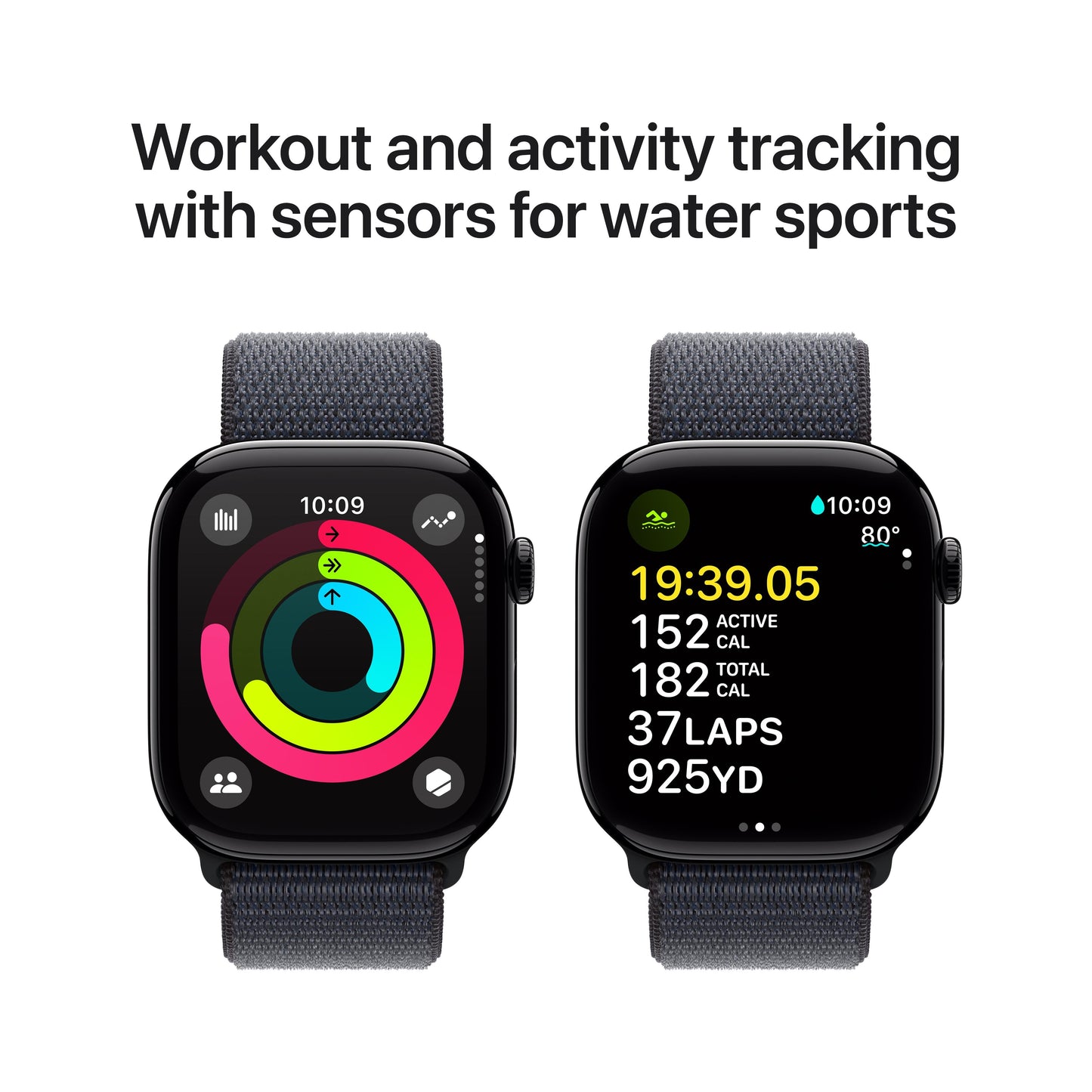 Apple Watch Series 10 GPS + Cellular 46mm Jet Black Aluminum Case with Ink Sport Loop