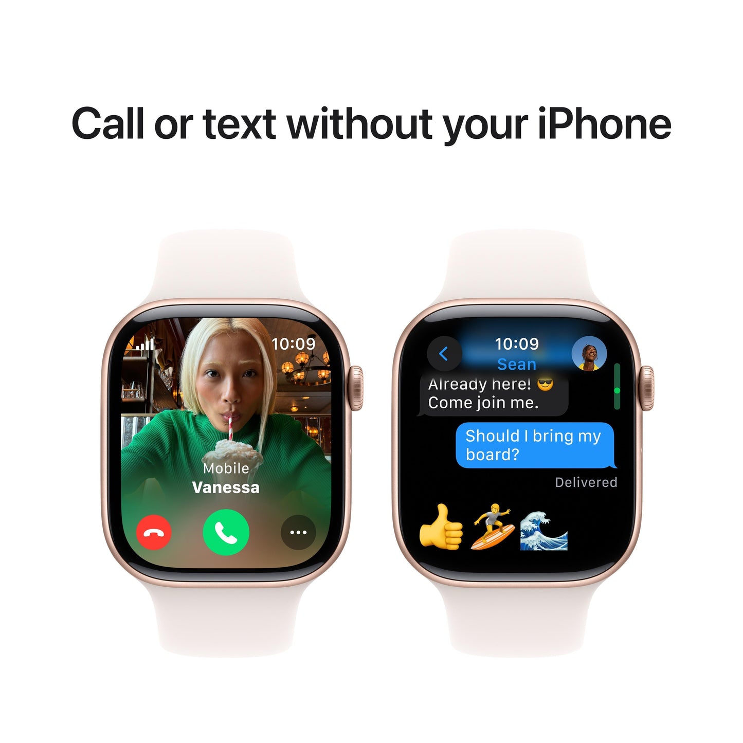 Apple Watch Series 10 GPS + Cellular de 46 mm con caja de aluminio en oro rosa y correa deportiva en tono rubor claro - S/M