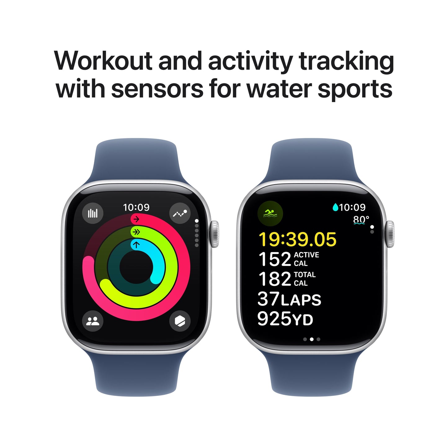 Apple Watch Series 10 GPS + Cellular de 46 mm con caja de aluminio plateada y correa deportiva vaquera (talla S/M)