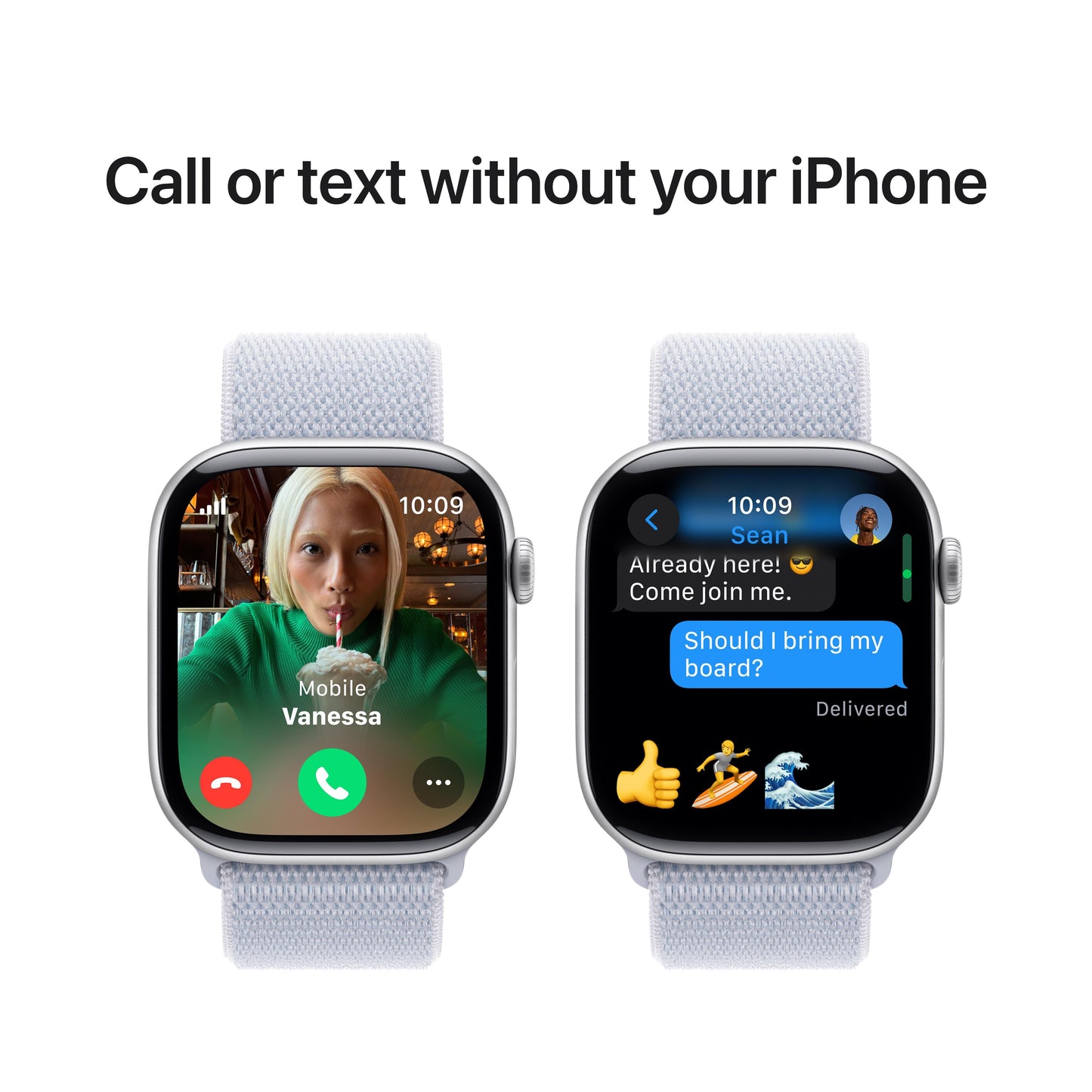 Apple Watch Series 10 GPS + Cellular 46mm Silver Aluminum Case with Blue Cloud Sport Loop