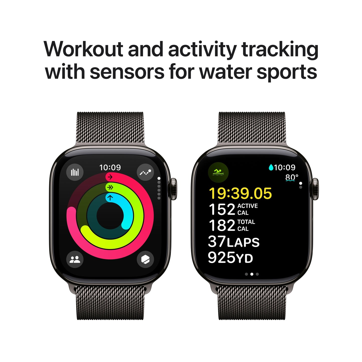 Apple Watch Series 10 GPS + Cellular de 46 mm con caja de titanio color pizarra y correa milanesa color pizarra - M/L