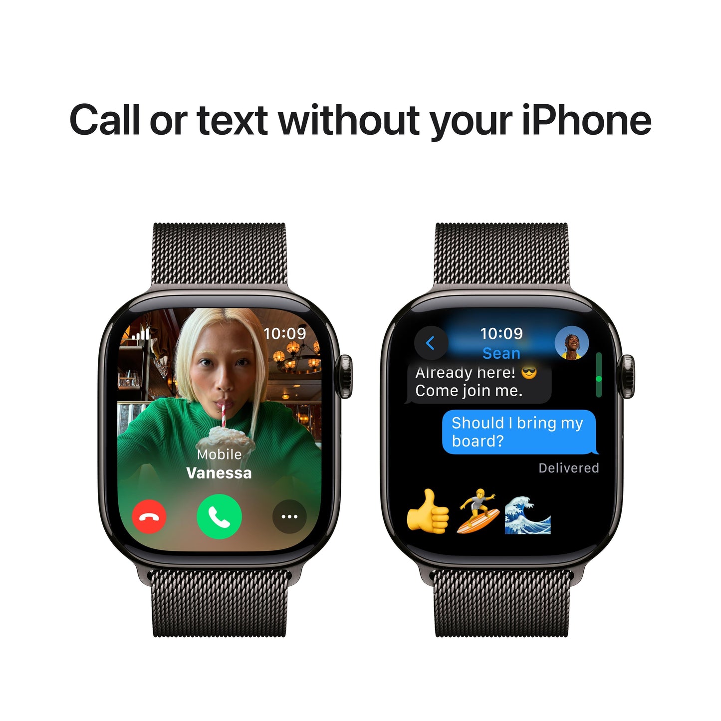 Apple Watch Series 10 GPS + Cellular de 46 mm con caja de titanio color pizarra y correa milanesa color pizarra - S/M