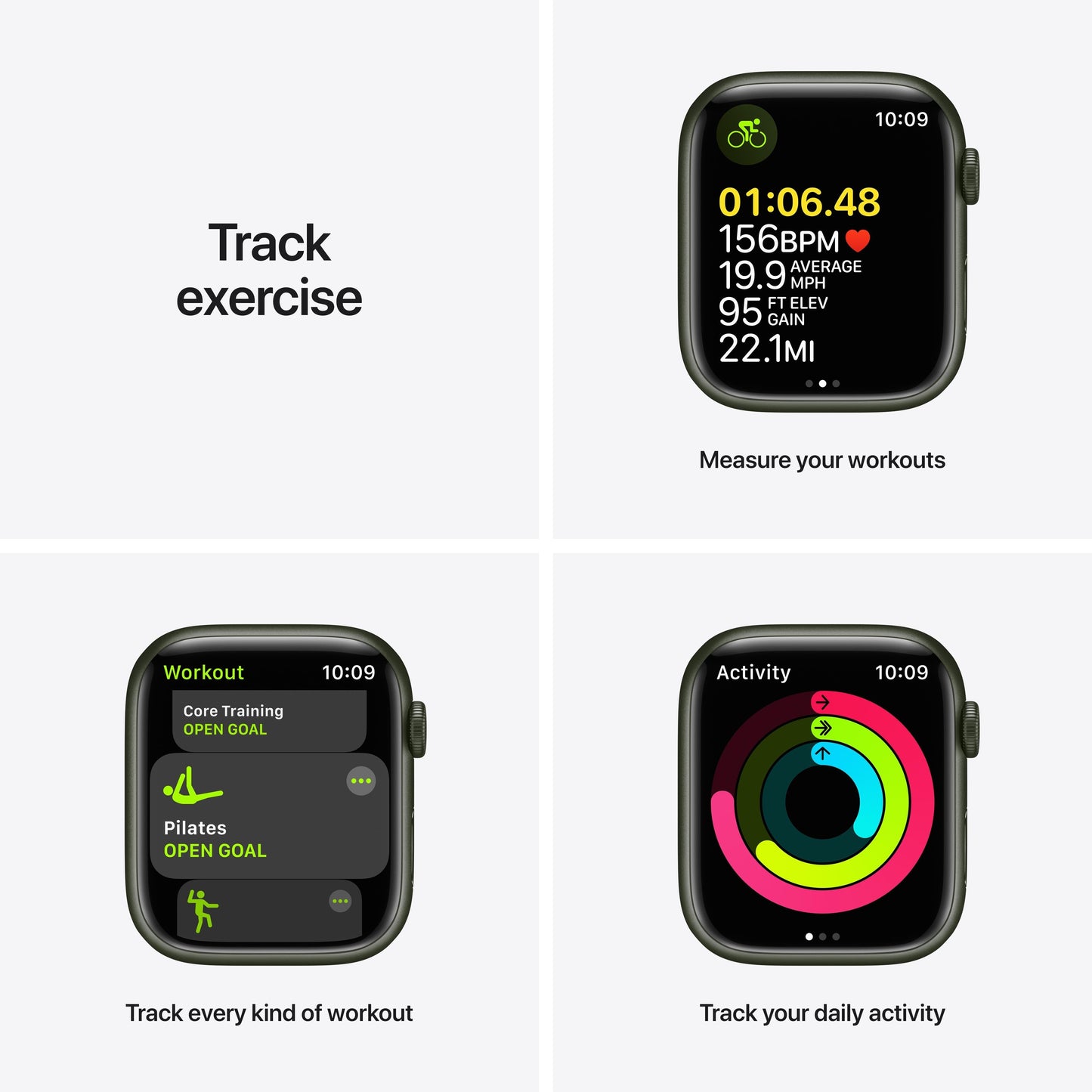 Apple Watch Series 7 GPS, 45mm Green Aluminum Case with Clover Sport Band - Regular