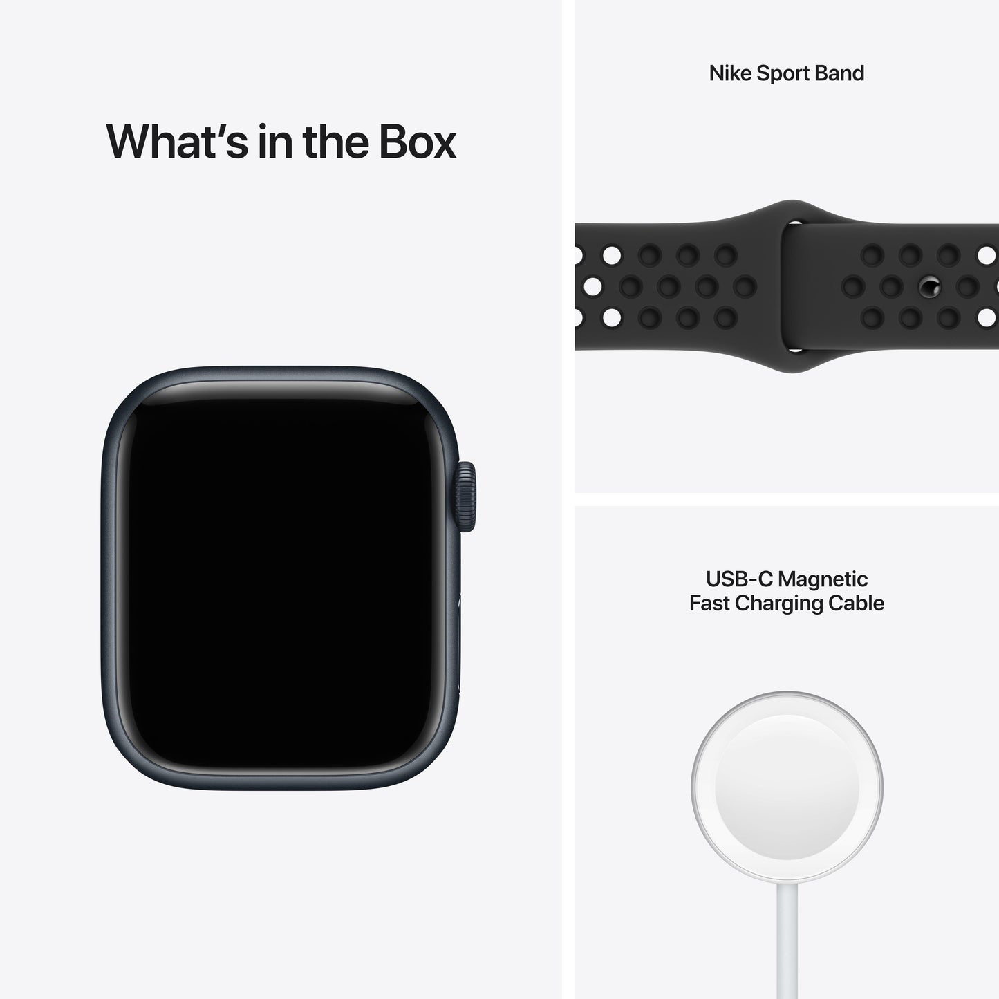 Apple Watch Nike Series 7 GPS, 45mm Midnight Aluminium Case with Anthracite/Black Nike Sport Band - Regular