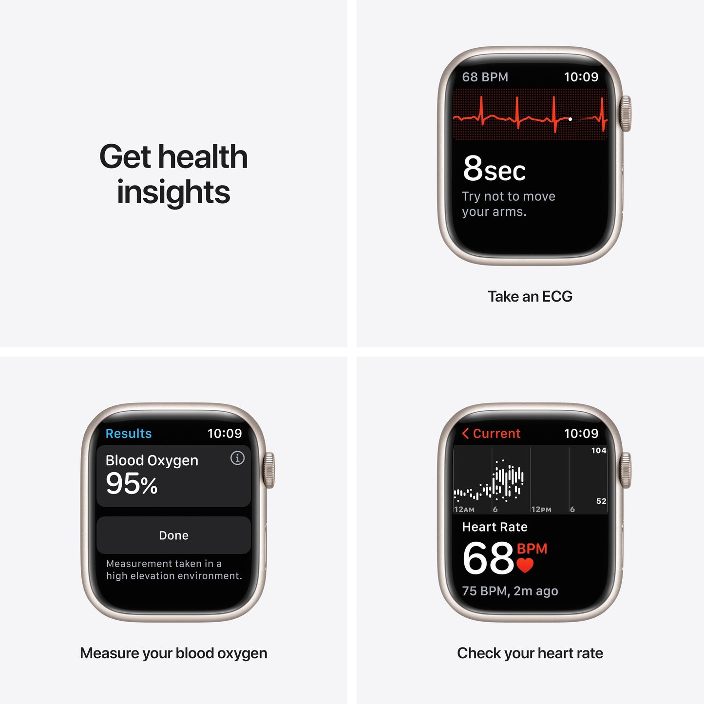 Apple Watch Series 7 GPS, 45mm Starlight Aluminum Case with Starlight Sport Band - Regular