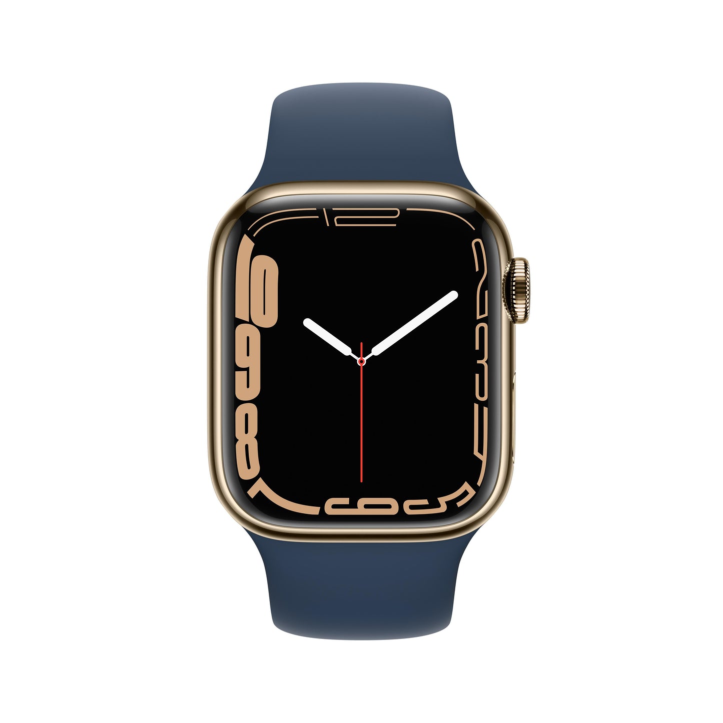 Apple Watch Series 7 GPS + Cellular, 41mm Gold Stainless Steel Case with Abyss Blue Sport Band - Regular
